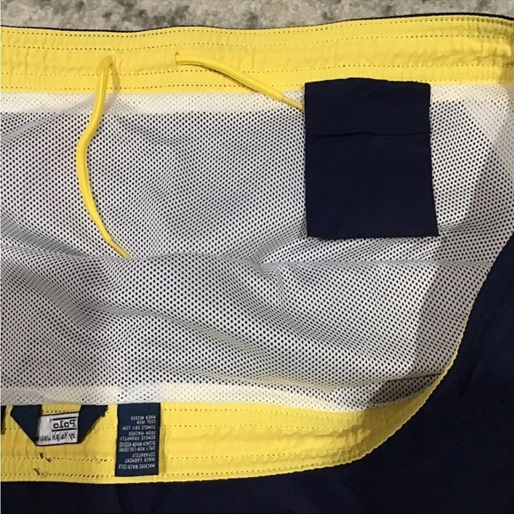 Polo Ralph Lauren Lined Swim Trunks Board Shorts Navy Yellow Men's Size 2X - Picture 3 of 9